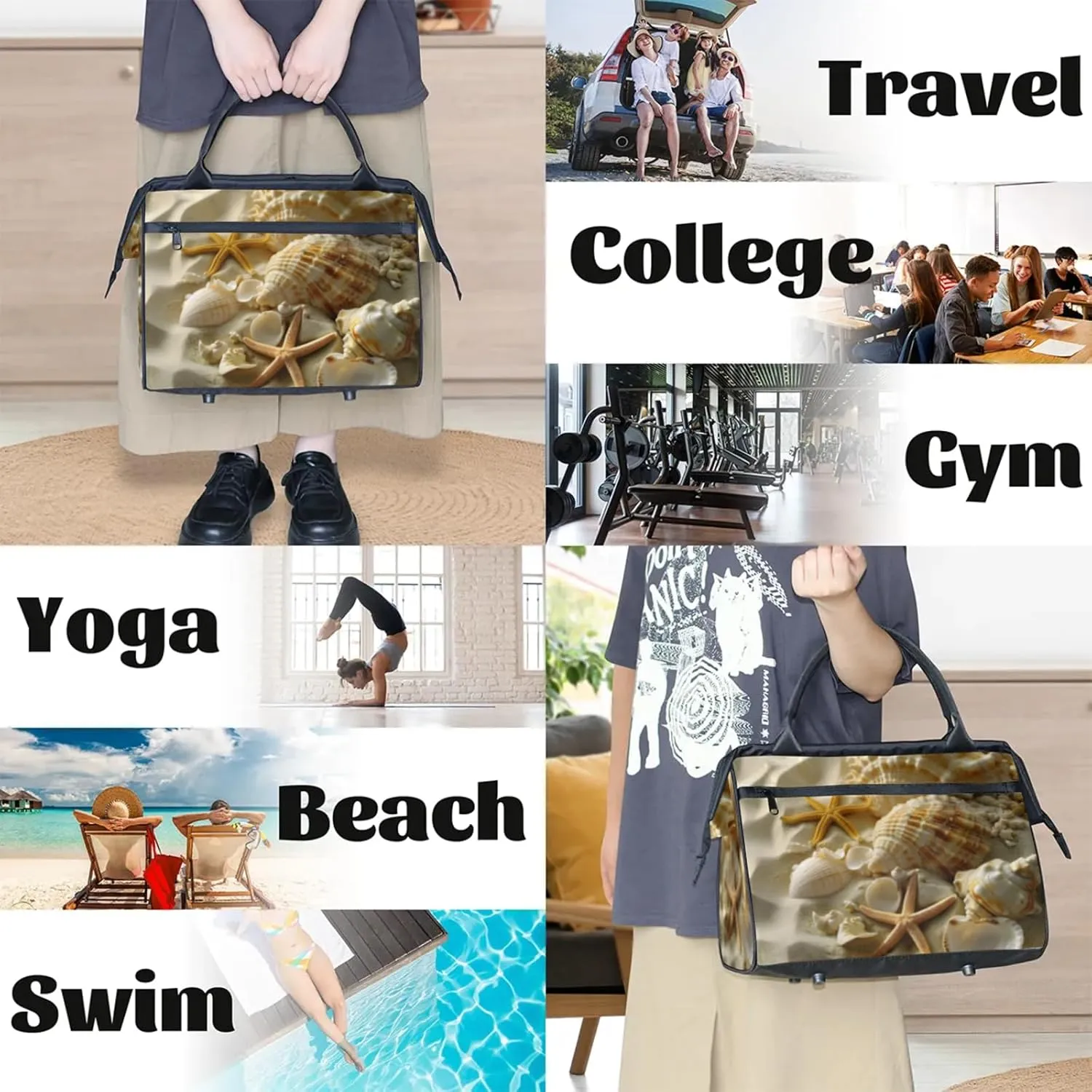 Gym Bag for Women Men, Travel Sports Duffel Bag with Trolley Sleeve, Gym Bag Weekender Overnight Bag Carry On Tote Bag