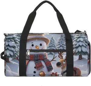 Gym Bag Snowman Elk Gift Printed Duffle Bag Yoga Bag Backpack Duffel Bag Small Gym Bag for Men And Women