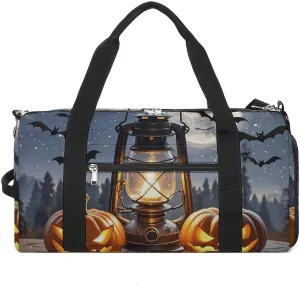 Gym Bag Terrifying Pumpkin Coal Oil Lamp Printed Duffle Bag Yoga Bag Backpack Duffel Bag Small Gym Bag for Men And Women
