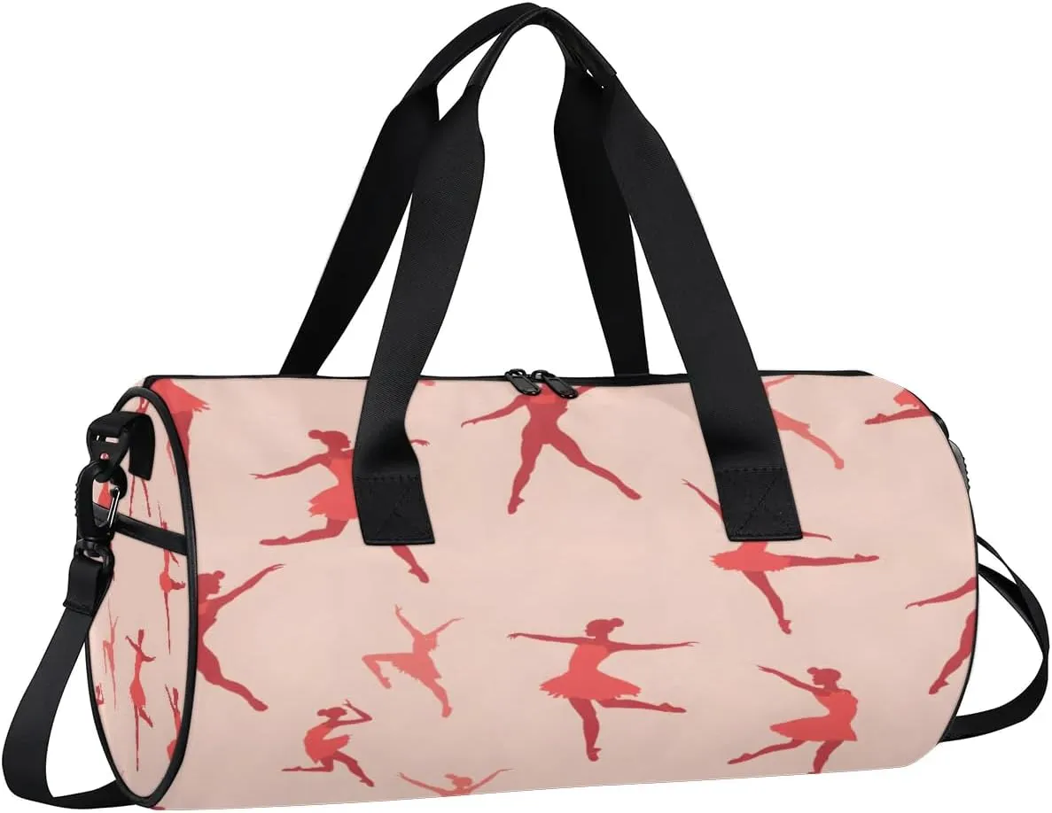 Gym Bags for Men Women Ballet Print Sports Duffel Bags Carry On Travel Duffle Bag with Detachable Adjustable Shoulder Strap Overnight Weekender Bag