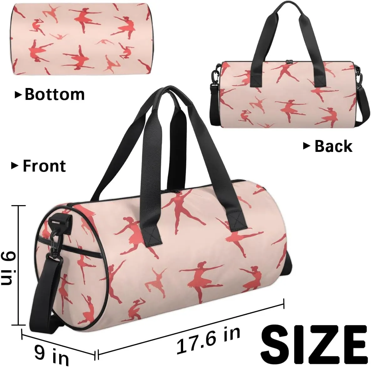 Gym Bags for Men Women Ballet Print Sports Duffel Bags Carry On Travel Duffle Bag with Detachable Adjustable Shoulder Strap Overnight Weekender Bag