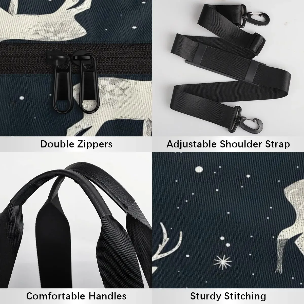 Gym Bags for Men Women Deer Prints Sports Duffel Bags Carry On Travel Duffle Bag with Detachable Adjustable Shoulder Strap Overnight Weekender Bag