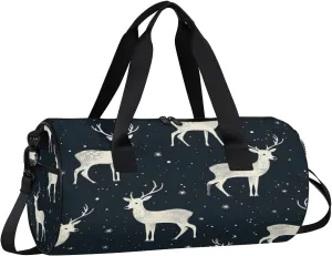 Gym Bags for Men Women Deer Prints Sports Duffel Bags Carry On Travel Duffle Bag with Detachable Adjustable Shoulder Strap Overnight Weekender Bag