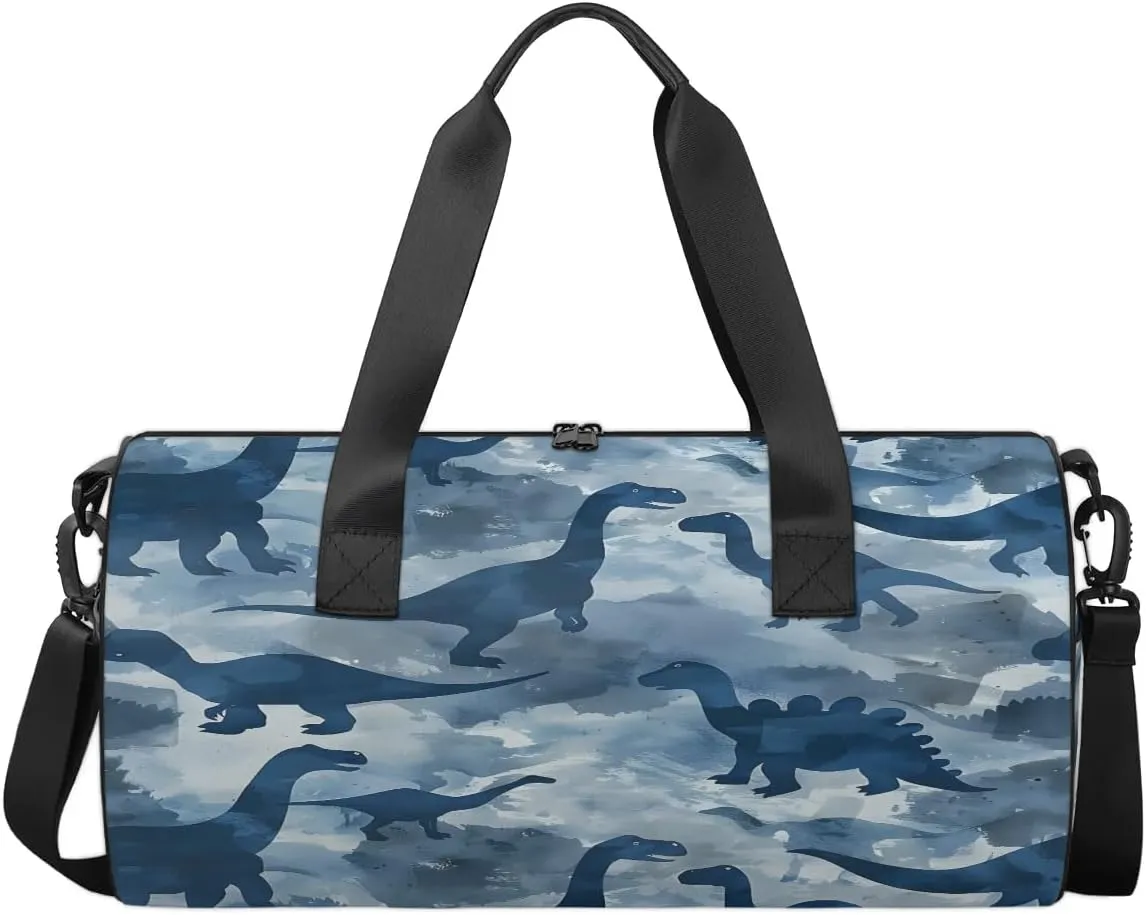 Gym Bags for Men Women Dinosaurs Printed Sports Duffel Bags Carry On Travel Duffle Bag with Detachable Adjustable Shoulder Strap Overnight Weekender Bag