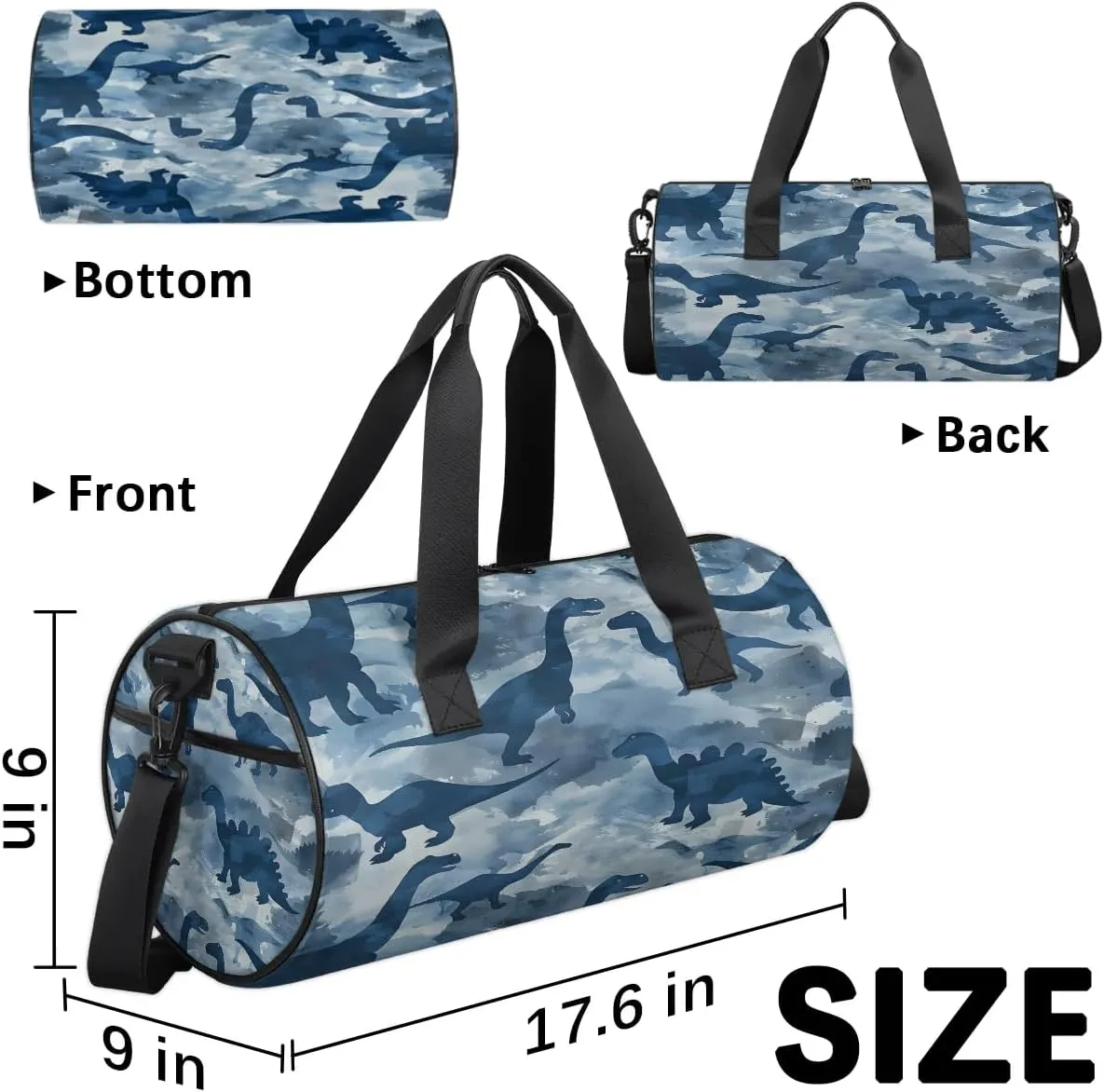 Gym Bags for Men Women Dinosaurs Printed Sports Duffel Bags Carry On Travel Duffle Bag with Detachable Adjustable Shoulder Strap Overnight Weekender Bag