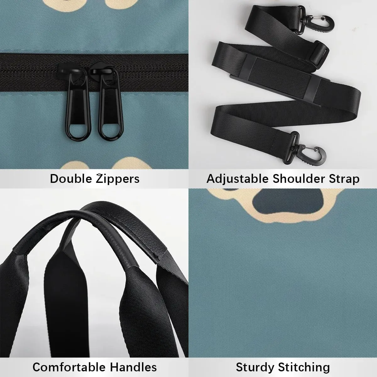 Gym Bags for Men Women Dog Paw Prints Sports Duffel Bags Carry On Travel Duffle Bag with Detachable Adjustable Shoulder Strap Overnight Weekender Bag