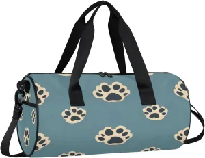 Gym Bags for Men Women Dog Paw Prints Sports Duffel Bags Carry On Travel Duffle Bag with Detachable Adjustable Shoulder Strap Overnight Weekender Bag