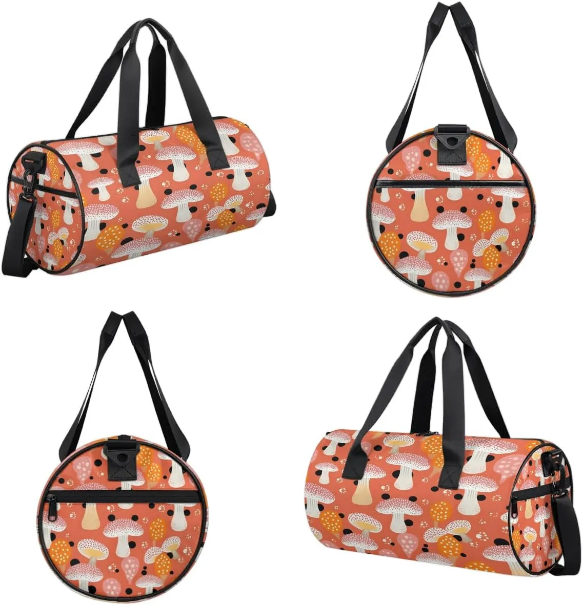 Gym Bags for Men Women Lovely Mushroom Print Sports Duffel Bags Carry On Travel Duffle Bag with Detachable Adjustable Shoulder Strap Overnight Weekender Bag