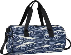 Gym Bags for Men Women Seawater Print Sports Duffel Bags Carry On Travel Duffle Bag with Detachable Adjustable Shoulder Strap Overnight Weekender Bag