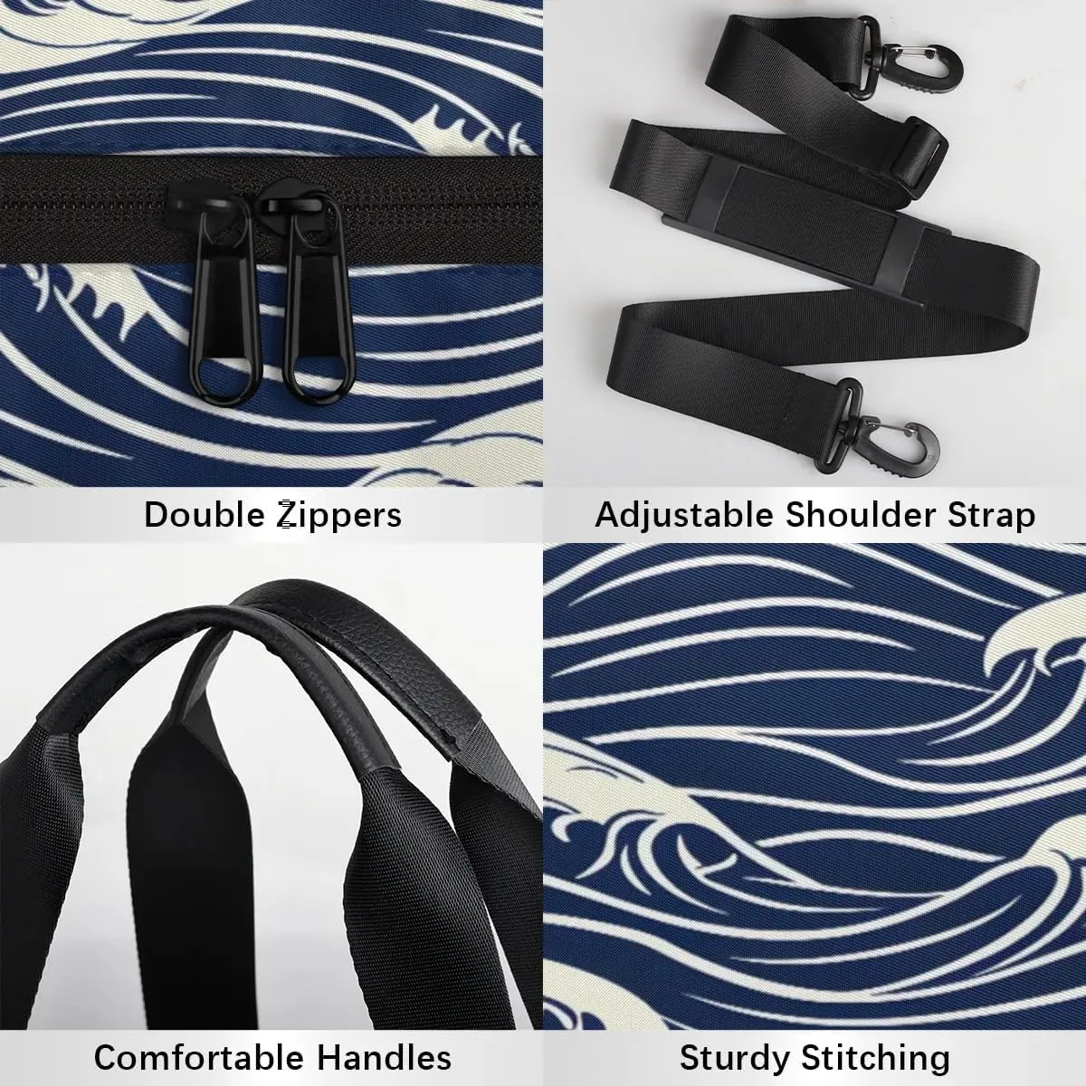 Gym Bags for Men Women Seawater Print Sports Duffel Bags Carry On Travel Duffle Bag with Detachable Adjustable Shoulder Strap Overnight Weekender Bag