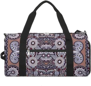 Gym Duffel Bag with Shoe Compartment Wet Pocket, Traditional Paisley Texture Travel Bag for Men Women, style-3