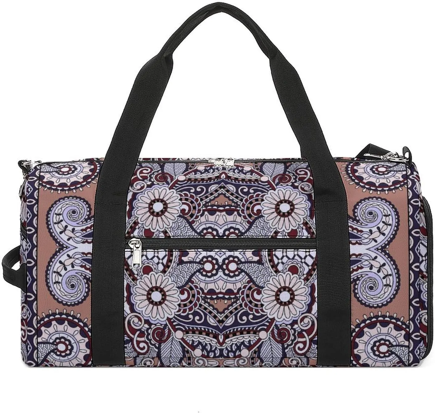 Gym Duffel Bag with Shoe Compartment Wet Pocket, Traditional Paisley Texture Travel Bag for Men Women, style-3