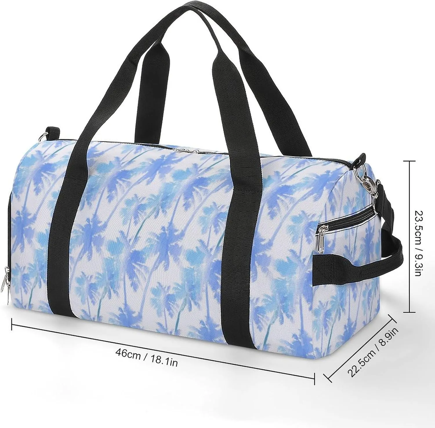 Gym Duffel Bag with Shoe Compartment Wet Pocket, Tropical Pattern of Imitation of Palms Travel Bag for Men Women