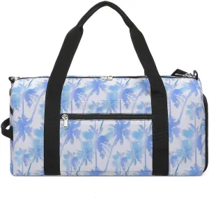 Gym Duffel Bag with Shoe Compartment Wet Pocket, Tropical Pattern of Imitation of Palms Travel Bag for Men Women