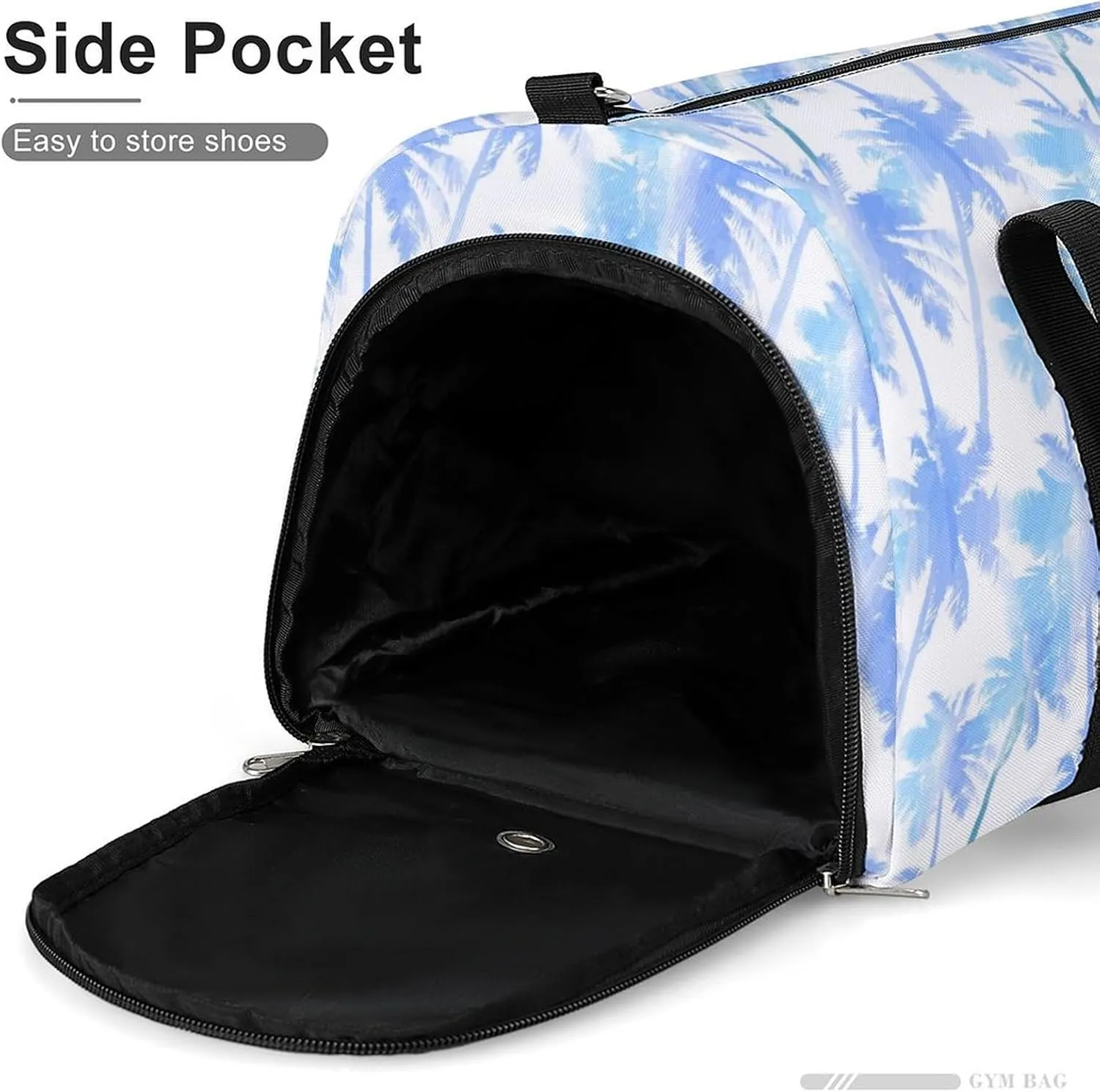 Gym Duffel Bag with Shoe Compartment Wet Pocket, Tropical Pattern of Imitation of Palms Travel Bag for Men Women