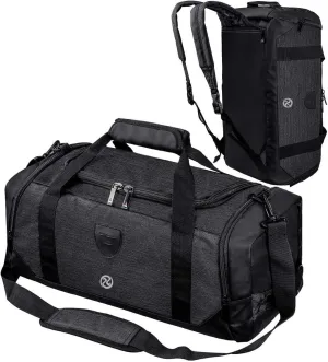 Gym Duffle Bag Backpack Waterproof Sports Duffel Bags Travel Weekender Bag for Men Women Overnight Bag with Shoes Compartment Black