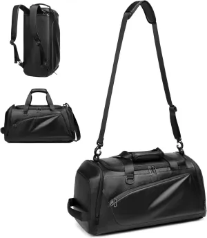 Gym Duffle Bag for Men and Women,Travel Backpack Duffel Bags with Shoe and Laptop Compartment,Carry On Weekender Bag with Wet Pocket,Workout Backpack for Fitness, Business (Black)