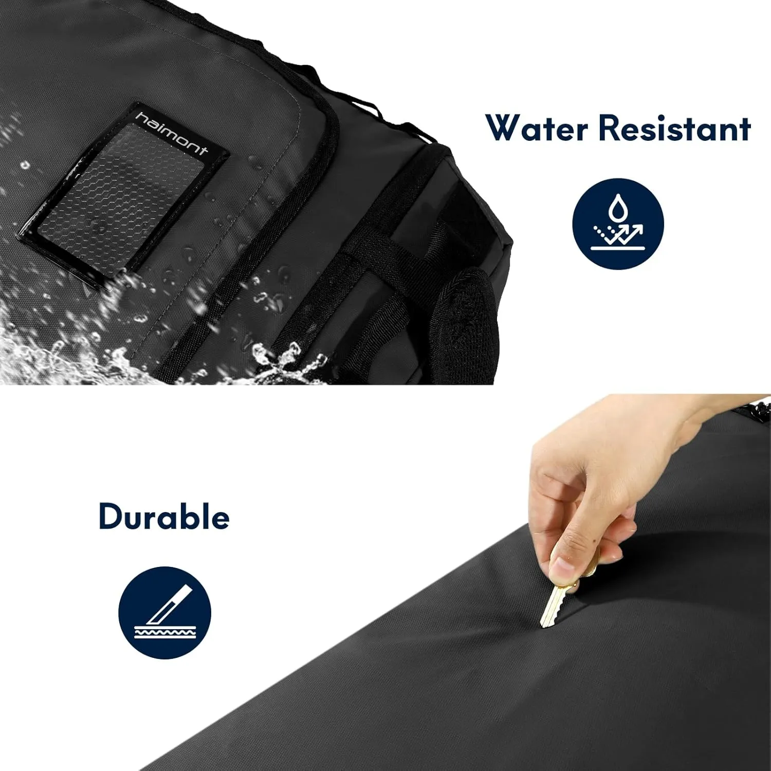 Haimont Foldable Duffel Bag Backpack with Shoe Compartment Water Resistant Large Travel Duffle Bag for Men Women to Hiking Camping Gym Sports, 50L, Upgrade, Black