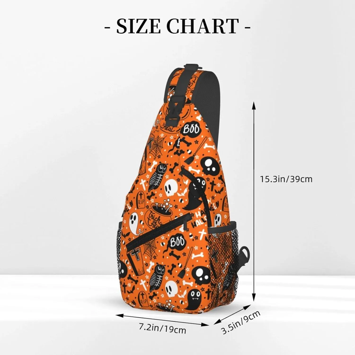 Halloween Sling Bag For Women Men Halloween Pumpkins And Bats Chest Bag Adjustable Crossbody Shoulder Bag Sling Backpack Casual Daypack