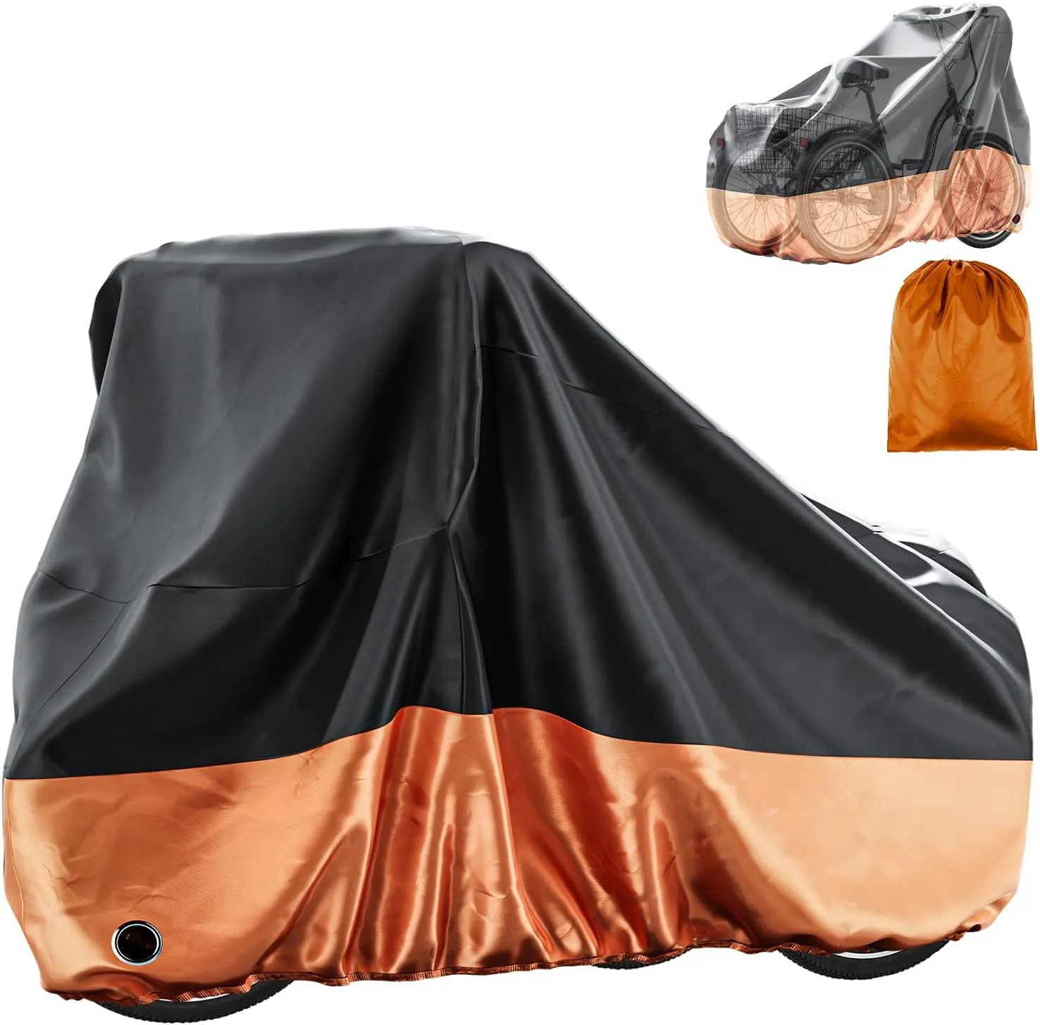 H&ZT Bike Cover For Adult Tricycle, Outdoor Waterproof Cover for 2 bikes or 1 Tricycle or 1 Motorcycle, Storable Portable Lightweight Waterproof and UV resistant with carry bag