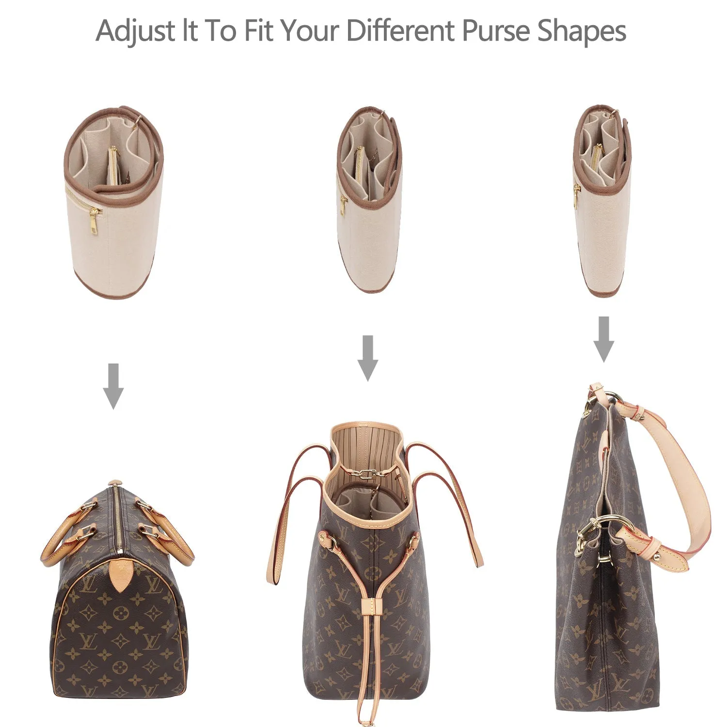 Handbag Organizer for Bag organizer - Speedy Louis Vuitton 35| Designer Purse Insert  | Round Bag Storage | Bag Liner | Bag Insert Organizer | Louis Vuitton Organizer | Bag Organizer | Luxury bag | Neverfull Louis Vuitton  Graceful