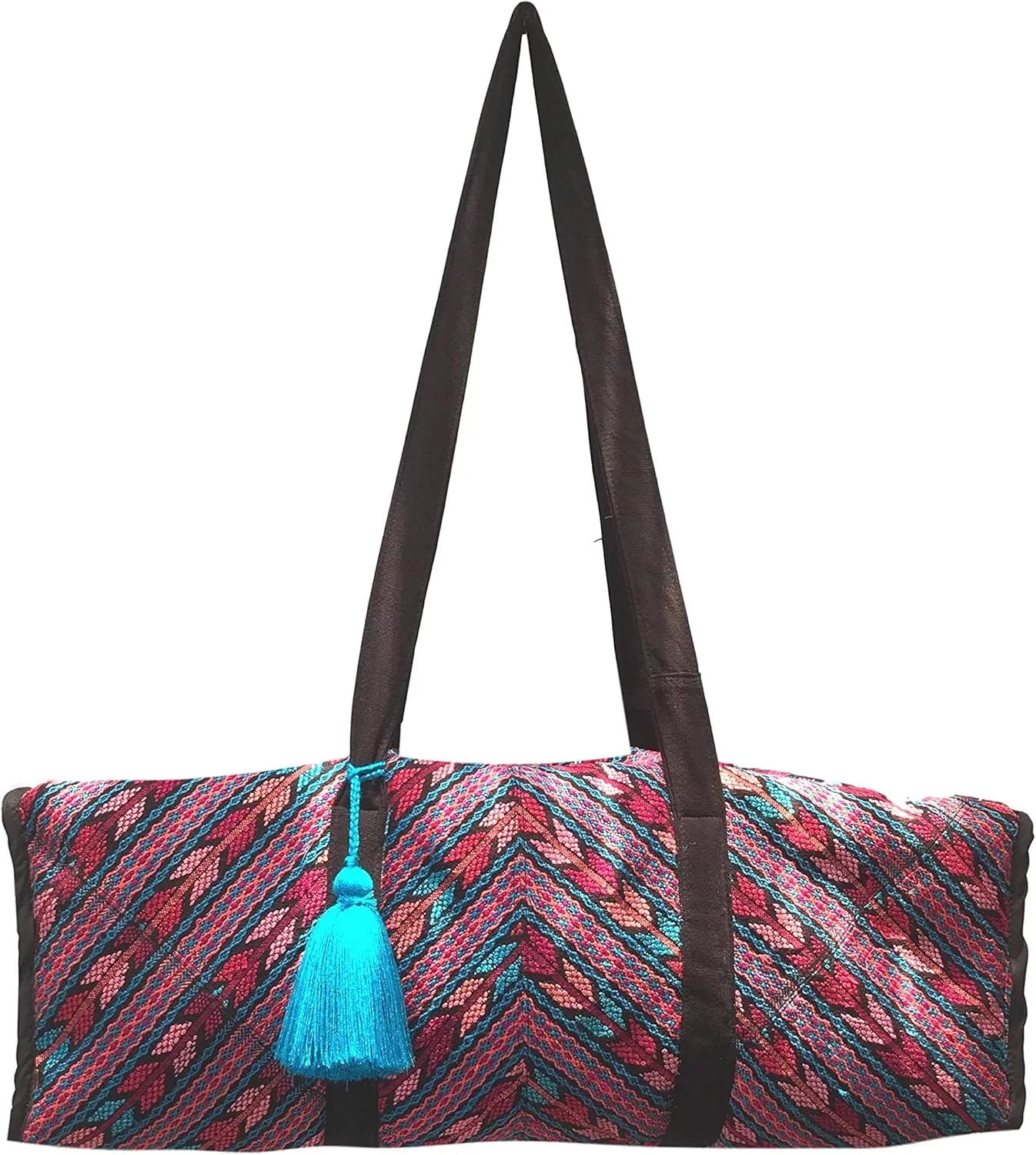 Handmade Gauatemalan Tipico Corte - Maya Geometry - Zunil Carry-On Duffel Bag (Large, Turquesa)
