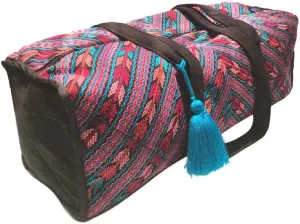 Handmade Gauatemalan Tipico Corte - Maya Geometry - Zunil Carry-On Duffel Bag (Large, Turquesa)