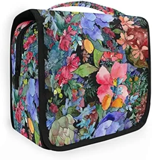 Hanging Toiletry Bag Colorful Bouquet Floral Botanical Flower Makeup Travel bag for Toiletries Portable Toiletry Organizer Bags Clear Toiletry Cosmetic Kit