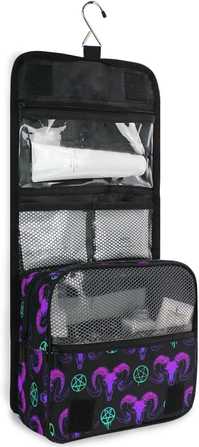 Hanging Toiletry Bag Mystical Ram Skull Makeup Bag Travel bag for Toiletries Portable Toiletry Organizer Bags Toiletry Bag for Women Men, Travel-Essentials Toiletry Bag
