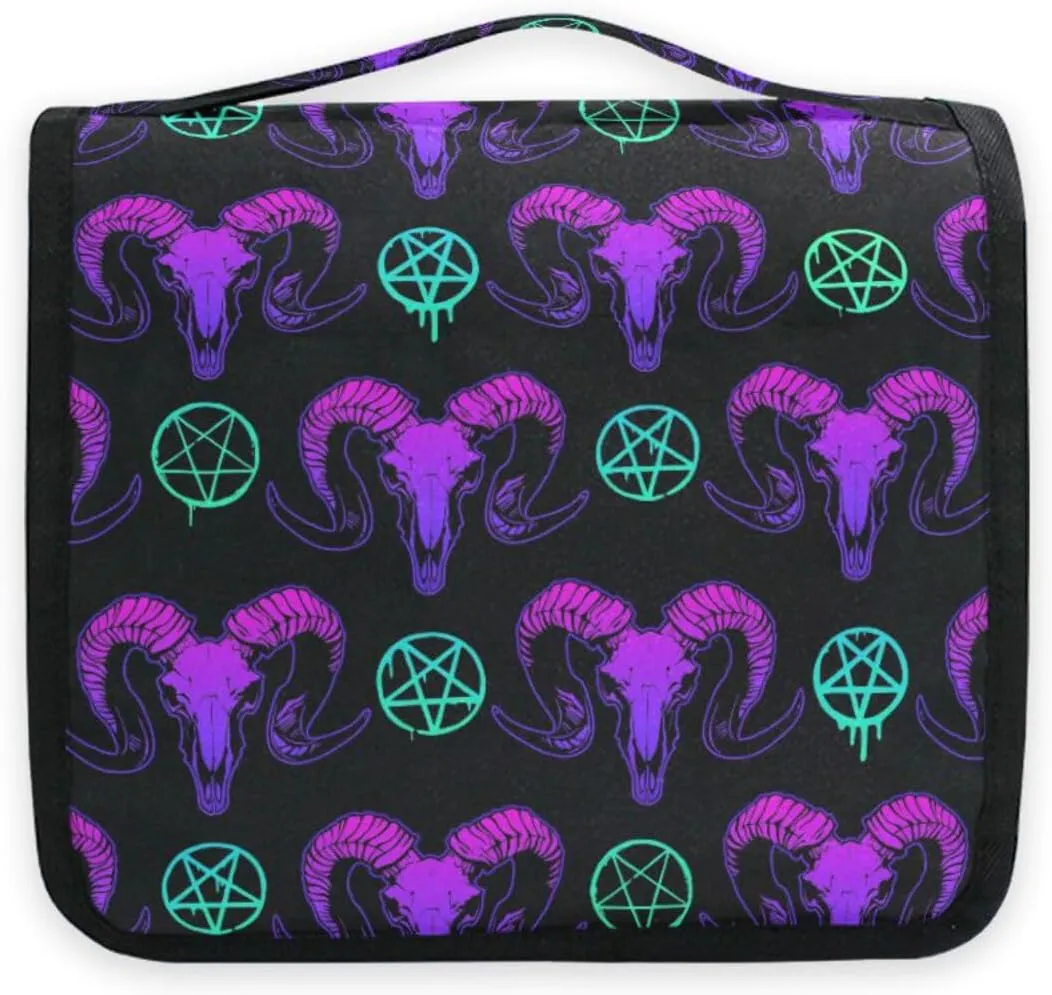 Hanging Toiletry Bag Mystical Ram Skull Makeup Bag Travel bag for Toiletries Portable Toiletry Organizer Bags Toiletry Bag for Women Men, Travel-Essentials Toiletry Bag