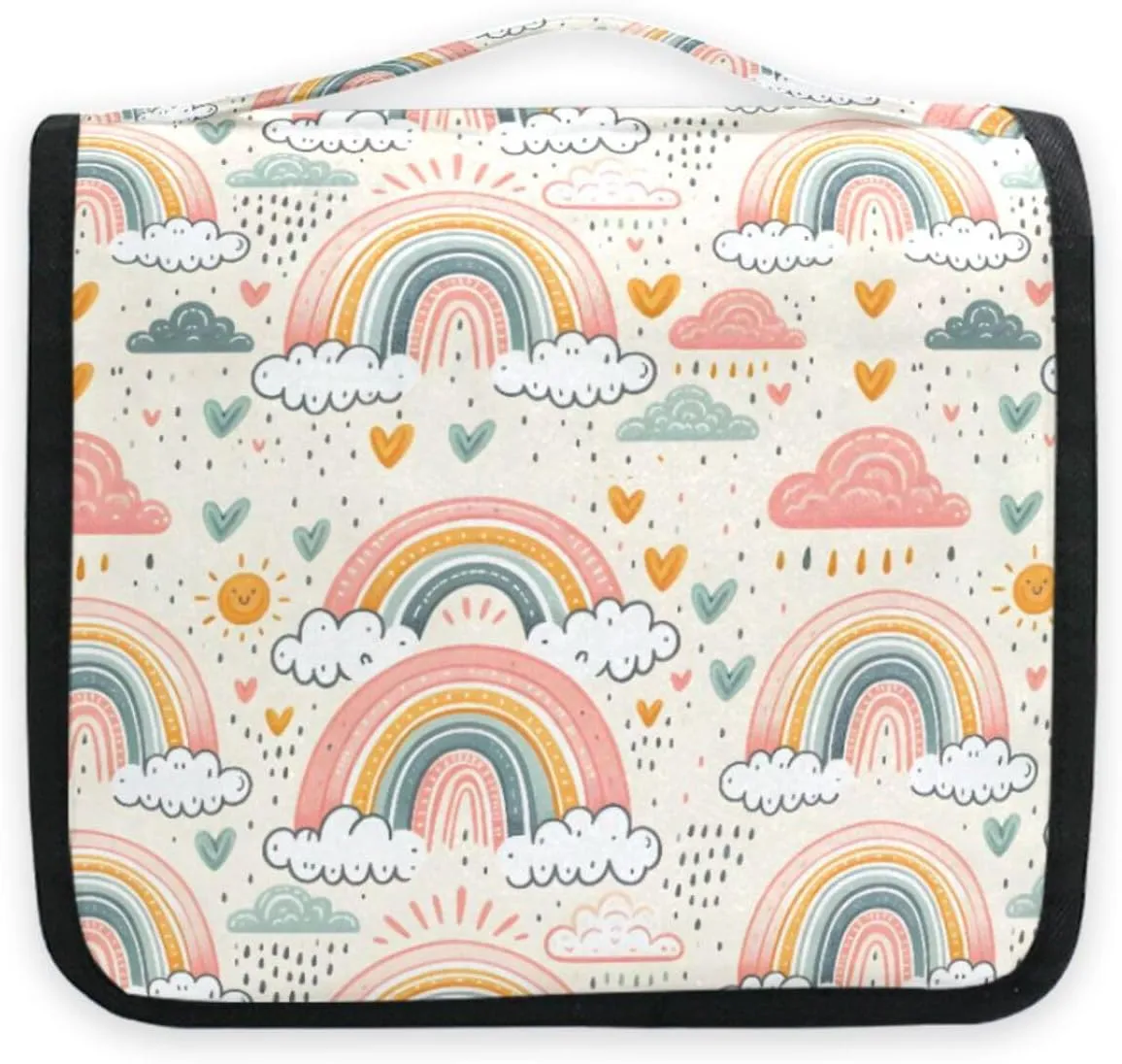 Hanging Toiletry Bag Rainbow Illustration Travel Makeup bag for Toiletries Portable Travel Toiletry Organizer Cosmetic Bags with Hanging Hook