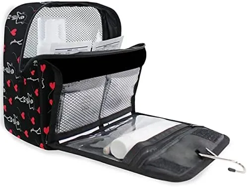 Hanging Toiletry Bag Romantic Skull Gothic Makeup Travel bag for Toiletries Portable Toiletry Organizer Bags Clear Toiletry Cosmetic Kit
