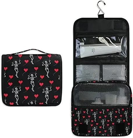 Hanging Toiletry Bag Romantic Skull Gothic Makeup Travel bag for Toiletries Portable Toiletry Organizer Bags Clear Toiletry Cosmetic Kit