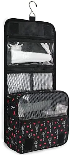 Hanging Toiletry Bag Romantic Skull Gothic Makeup Travel bag for Toiletries Portable Toiletry Organizer Bags Clear Toiletry Cosmetic Kit