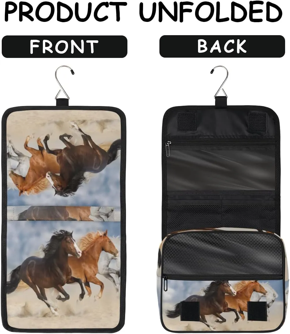 Hanging Travel Toiletry Bag Galloping Animal Horse Large Capacity Makeup Cosmetic Bag Portable Toiletry Kit Organizer