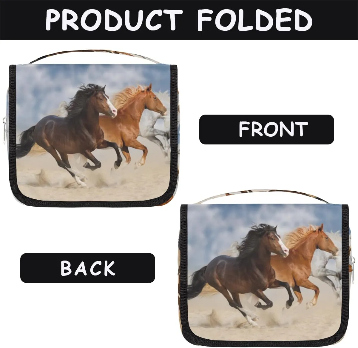 Hanging Travel Toiletry Bag Galloping Animal Horse Large Capacity Makeup Cosmetic Bag Portable Toiletry Kit Organizer