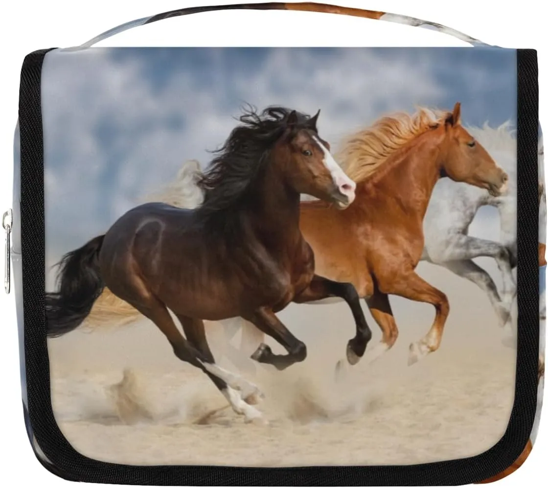 Hanging Travel Toiletry Bag Galloping Animal Horse Large Capacity Makeup Cosmetic Bag Portable Toiletry Kit Organizer