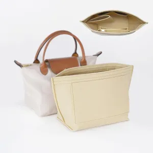 Hap Tim Bag Organizer For Tote, Travel Bag Organizer Insert For Longchamp, Makeup Purse Organizer Bag, Medium, Beige