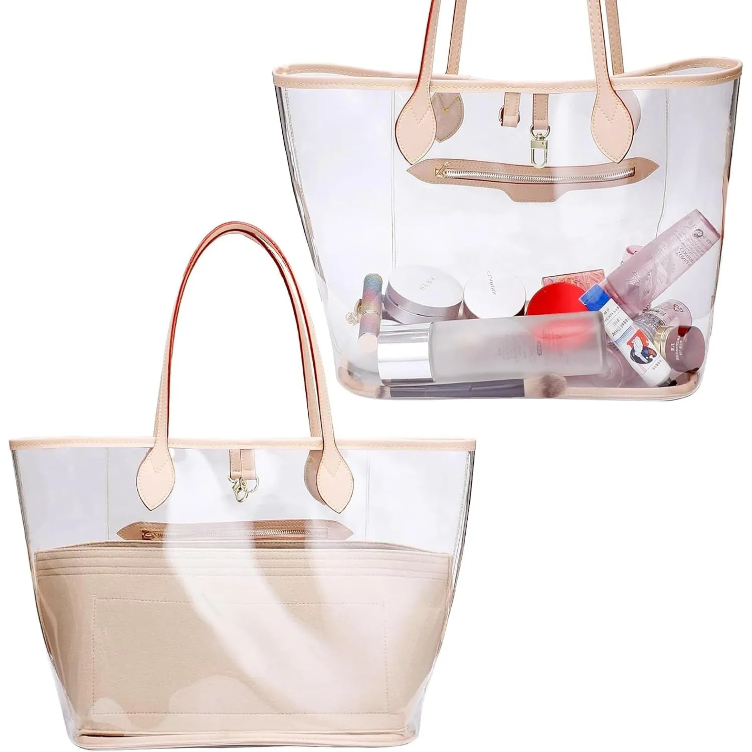 Hap Tim Bag Organizer For Tote, Travel Bag Organizer Insert For Longchamp, Makeup Purse Organizer Bag, Medium, Beige