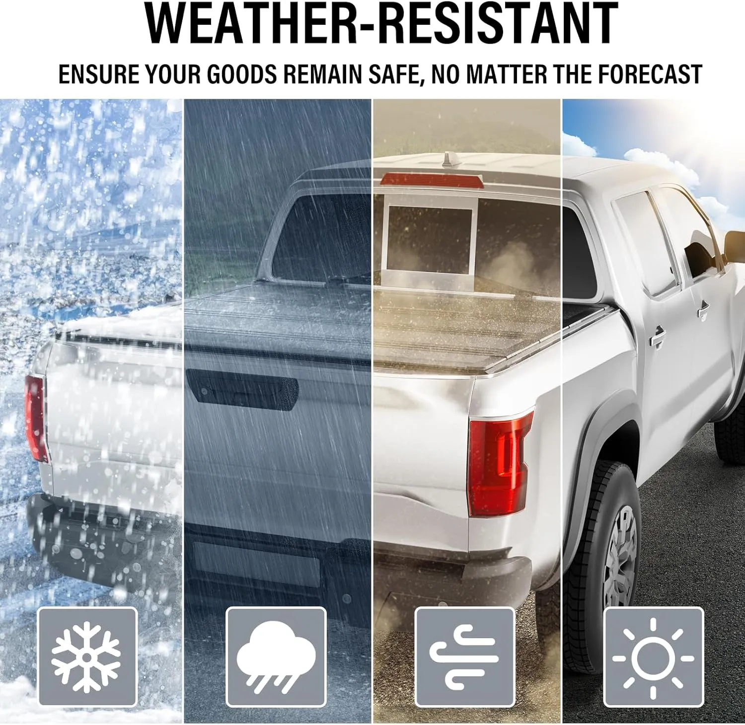 Hard Low Profile Quad-Fold Aluminum Truck Bed Tonneau Cover Compatible with 2023-2025 Nissan Frontier 5ft Bed (60")