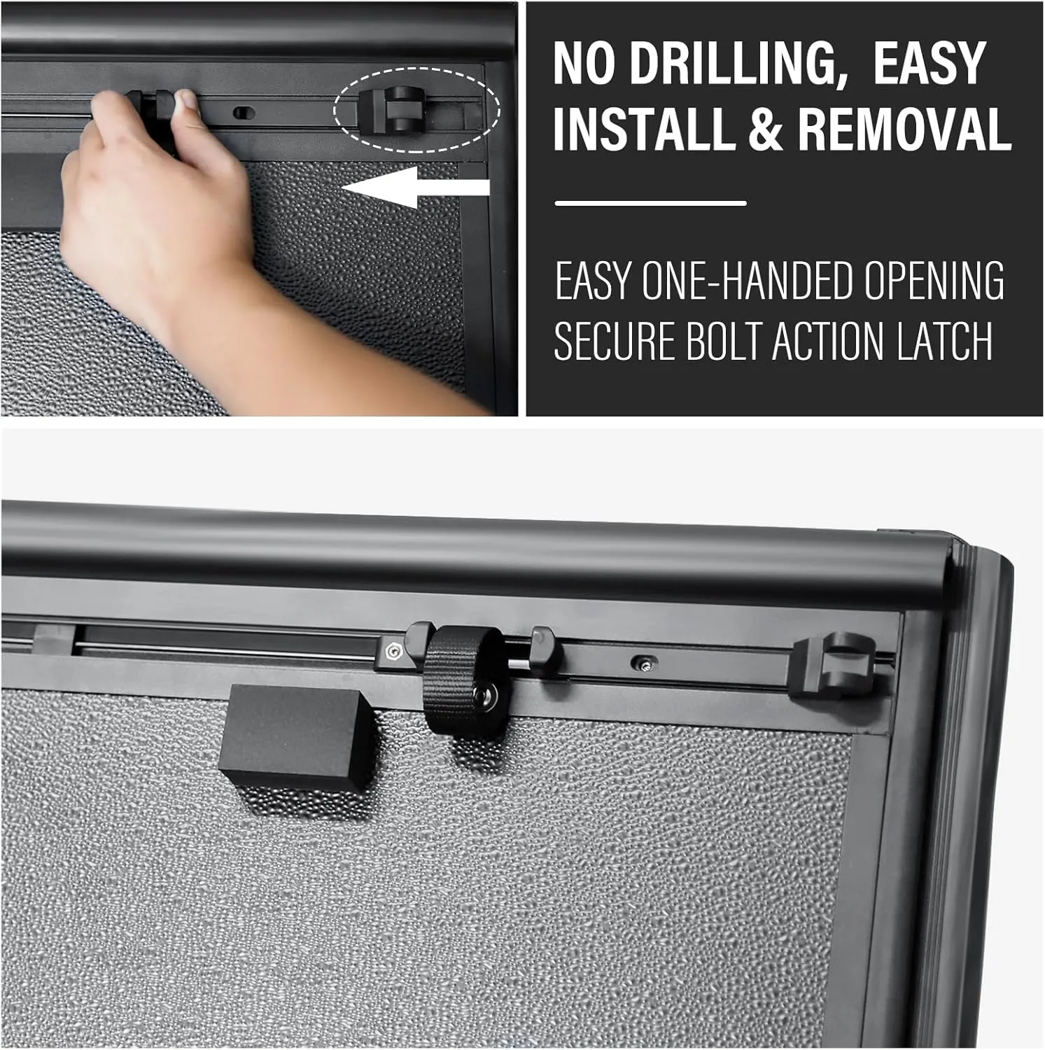 Hard Low Profile Quad-Fold Aluminum Truck Bed Tonneau Cover Compatible with 2023-2025 Nissan Frontier 5ft Bed (60")