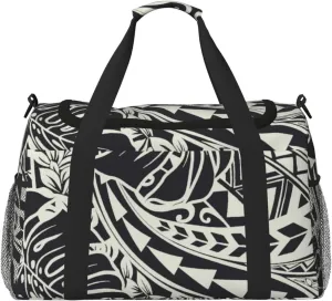Hawaiian Polynesian Teal Tribal Travel Duffel Bag Mans Women Weekender Bag For Travel Gym Weekend Item Bag