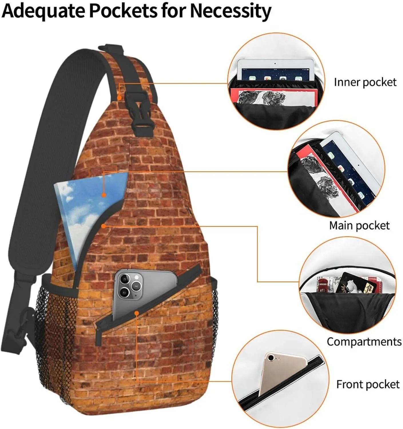 Heaps Of Orange Monarch Butterflies Unisex Crossbody Backpack Travel Hiking Casual Chest Bags Lightweight Fashion