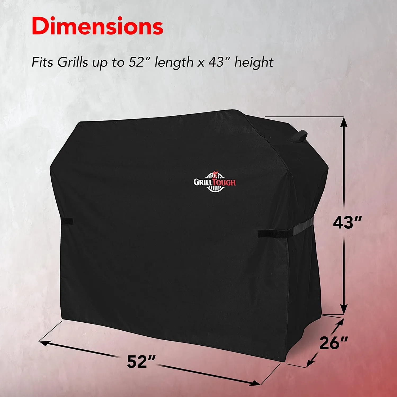 Heavy Duty BBQ Grill Cover for Outdoor Grill, 52 Inch – Waterproof, Weather Resistant, UV & Fade Resistant with Adjustable Straps – Gas Grill Cover for Weber, Genesis, Charbroil, etc. Black