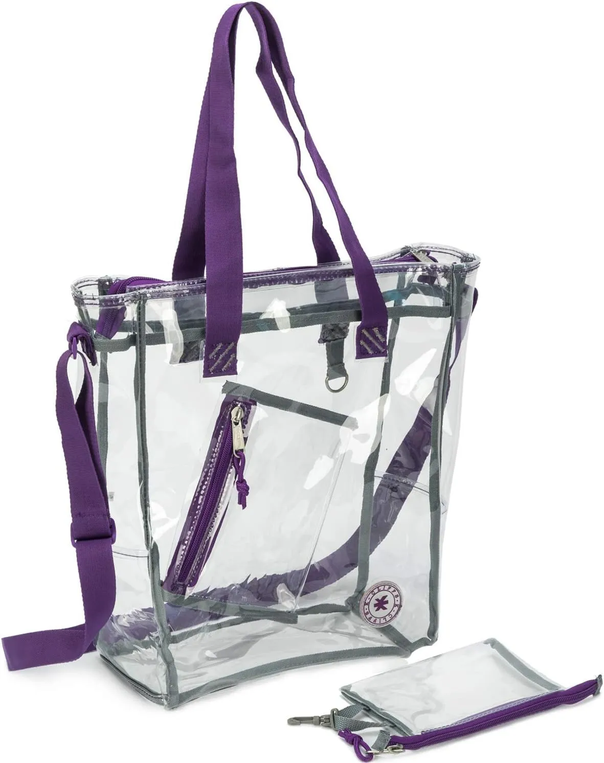 Heavy Duty Clear Tote Bag Quality See Through Messenger Bags with Zipper Durable Transparent Handbag with Cosmetic Pouch