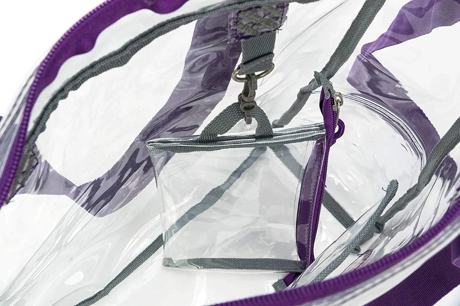 Heavy Duty Clear Tote Bag Quality See Through Messenger Bags with Zipper Durable Transparent Handbag with Cosmetic Pouch