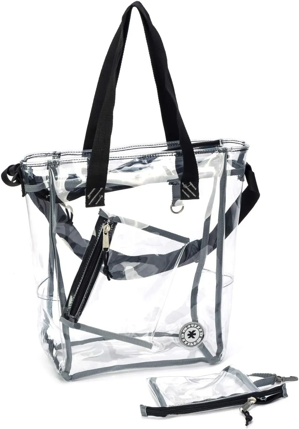 Heavy Duty Clear Tote Bag Quality See Through Messenger Bags with Zipper Durable Transparent Handbag with Cosmetic Pouch
