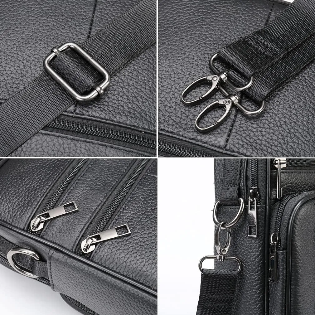 Hebetag Small Leather Sling Shoulder Bag Messenger Pack for Men Women Outdoor Travel Business