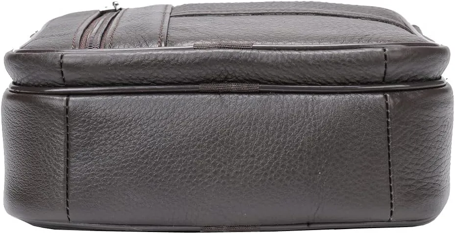 Hebetag Small Leather Sling Shoulder Bag Messenger Pack for Men Women Outdoor Travel Business
