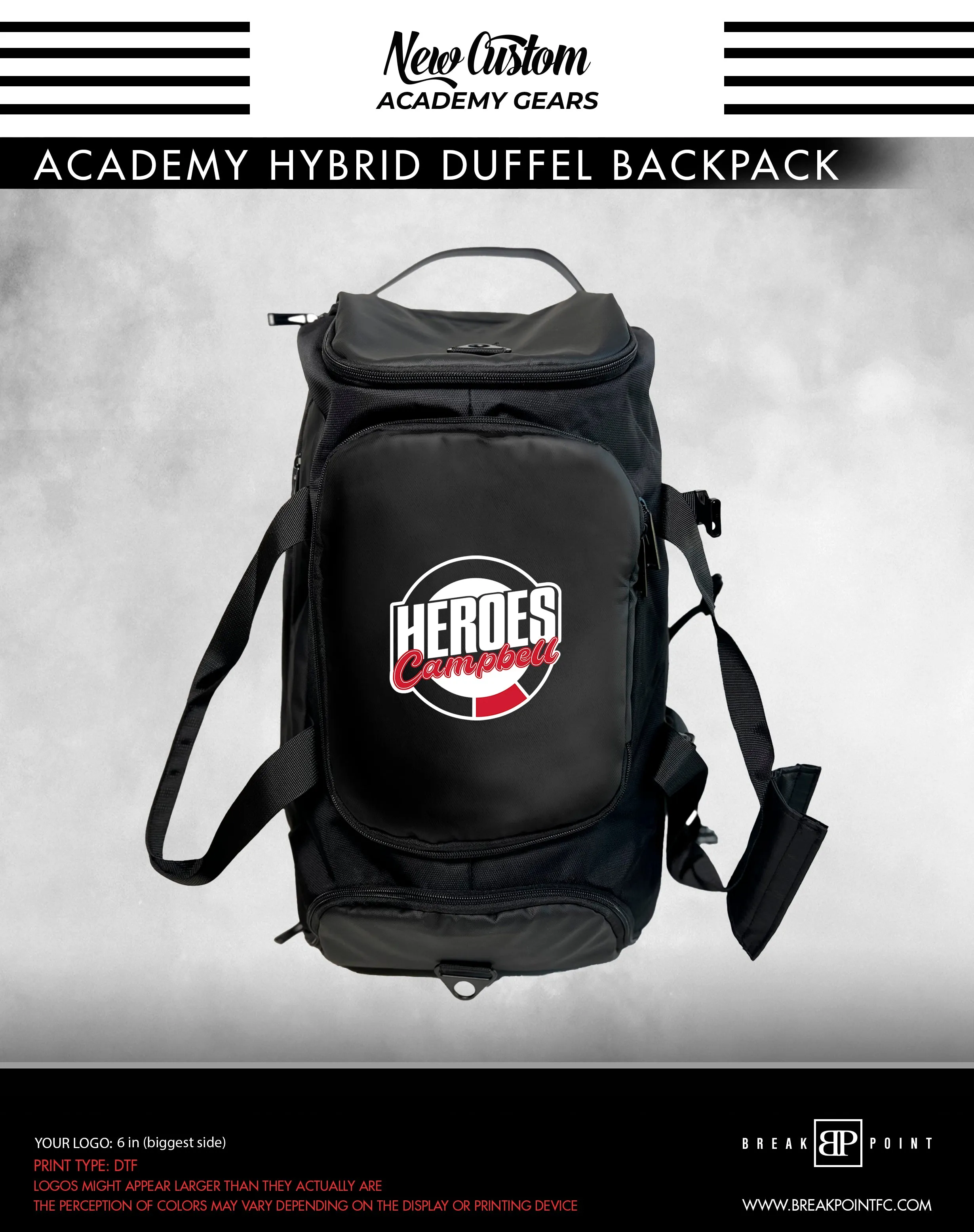 Heroes Martial Arts Academy Hybrid Duffel Backpack #1304
